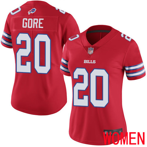 Women Buffalo Bills #20 Frank Gore Limited Red Rush Vapor Untouchable NFL Jersey->women nfl jersey->Women Jersey